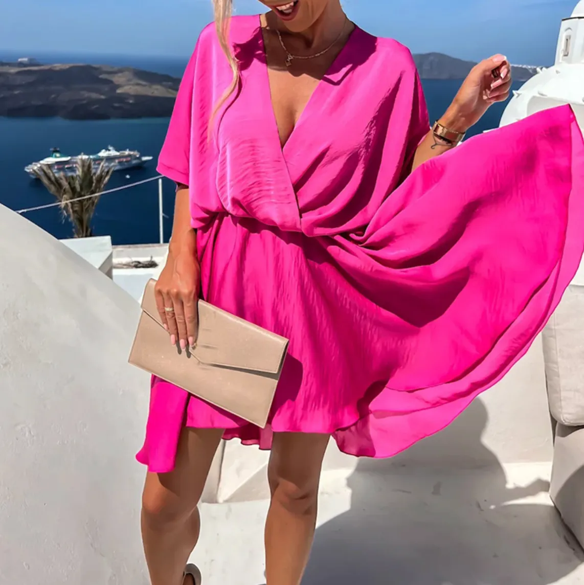 Flowy V-Neck Mini Dress | Lightweight & Chic | Effortless Summer Style