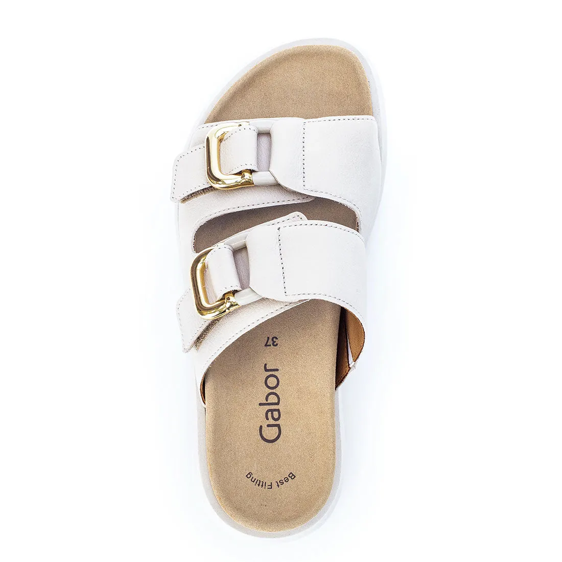 GABOR Beige skind sandal med 2 velcro remme