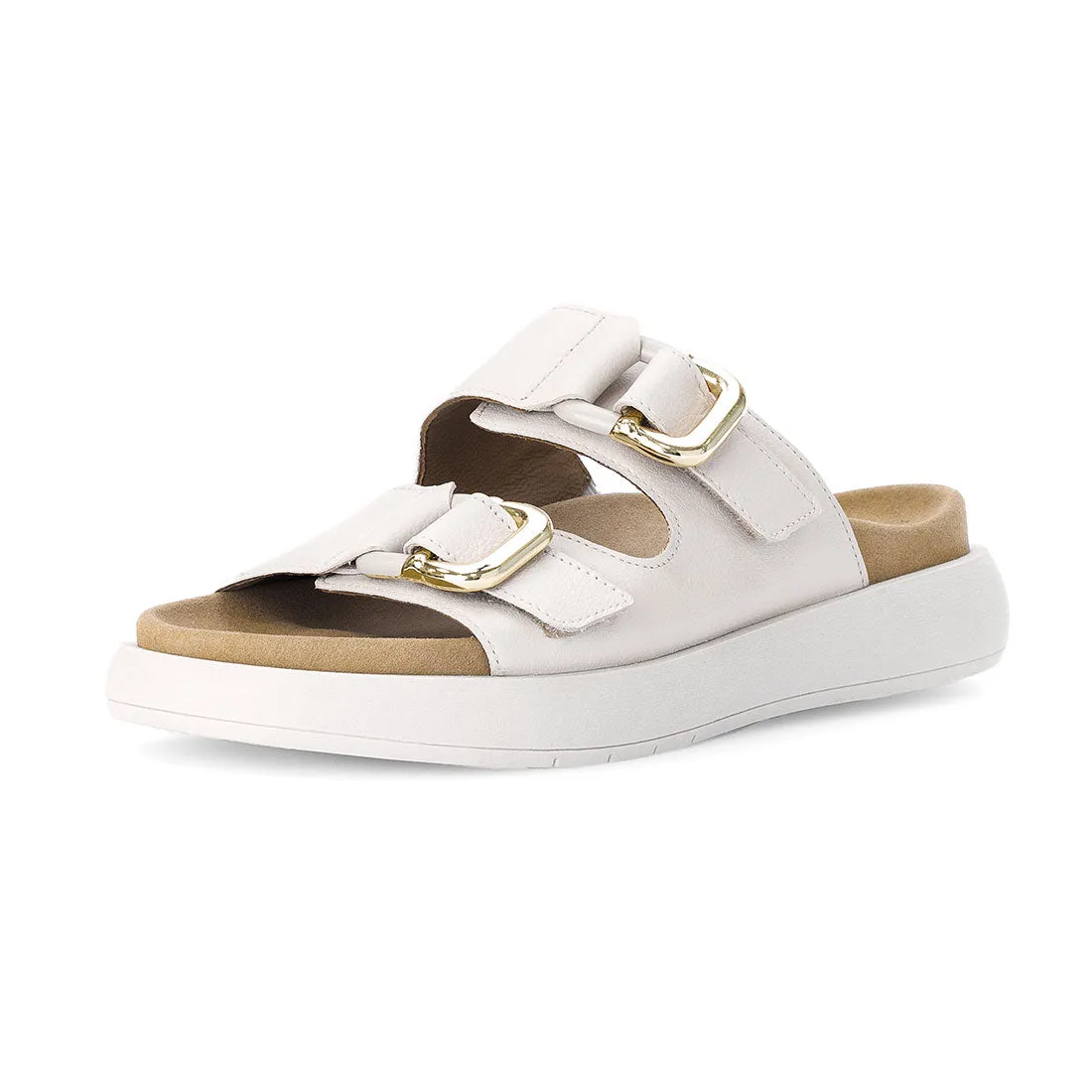 GABOR Beige skind sandal med 2 velcro remme
