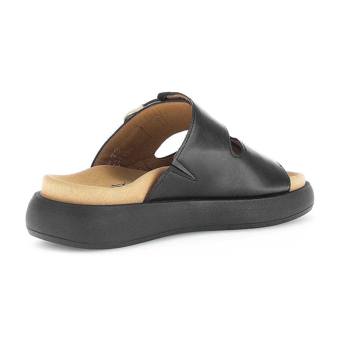 GABOR Sort skind sandal med 2 velcro remme