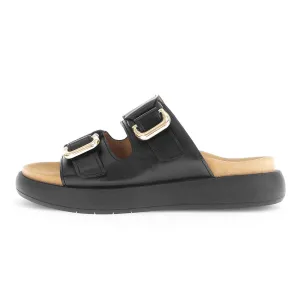 GABOR Sort skind sandal med 2 velcro remme