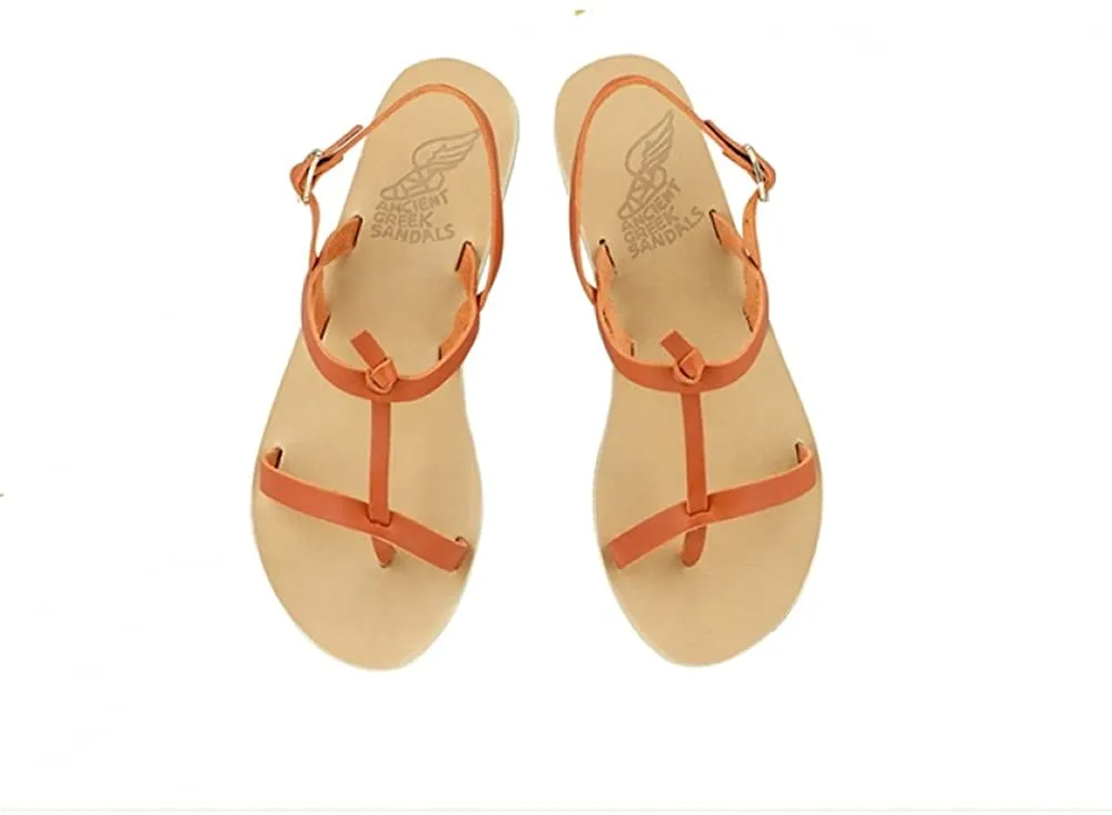 Galini Flat Sandals in Burnt Orange