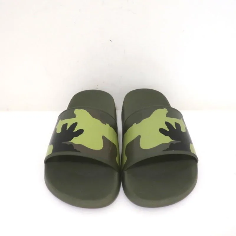 Givenchy Camo Pool Slides Green Rubber Size 39 Flat Sandals