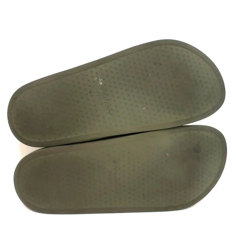 Givenchy Camo Pool Slides Green Rubber Size 39 Flat Sandals