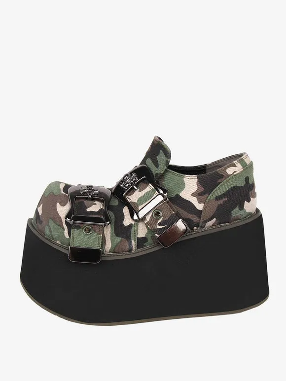 Gothic Lolita Footwear As Image Skeleton Grommets Close Toe Canvas Lolita Shoes