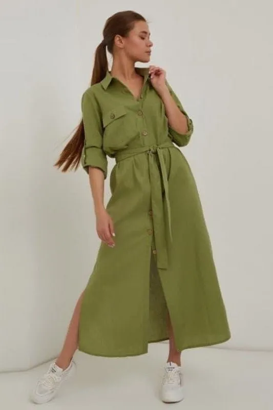 Green casual  large size loose dress