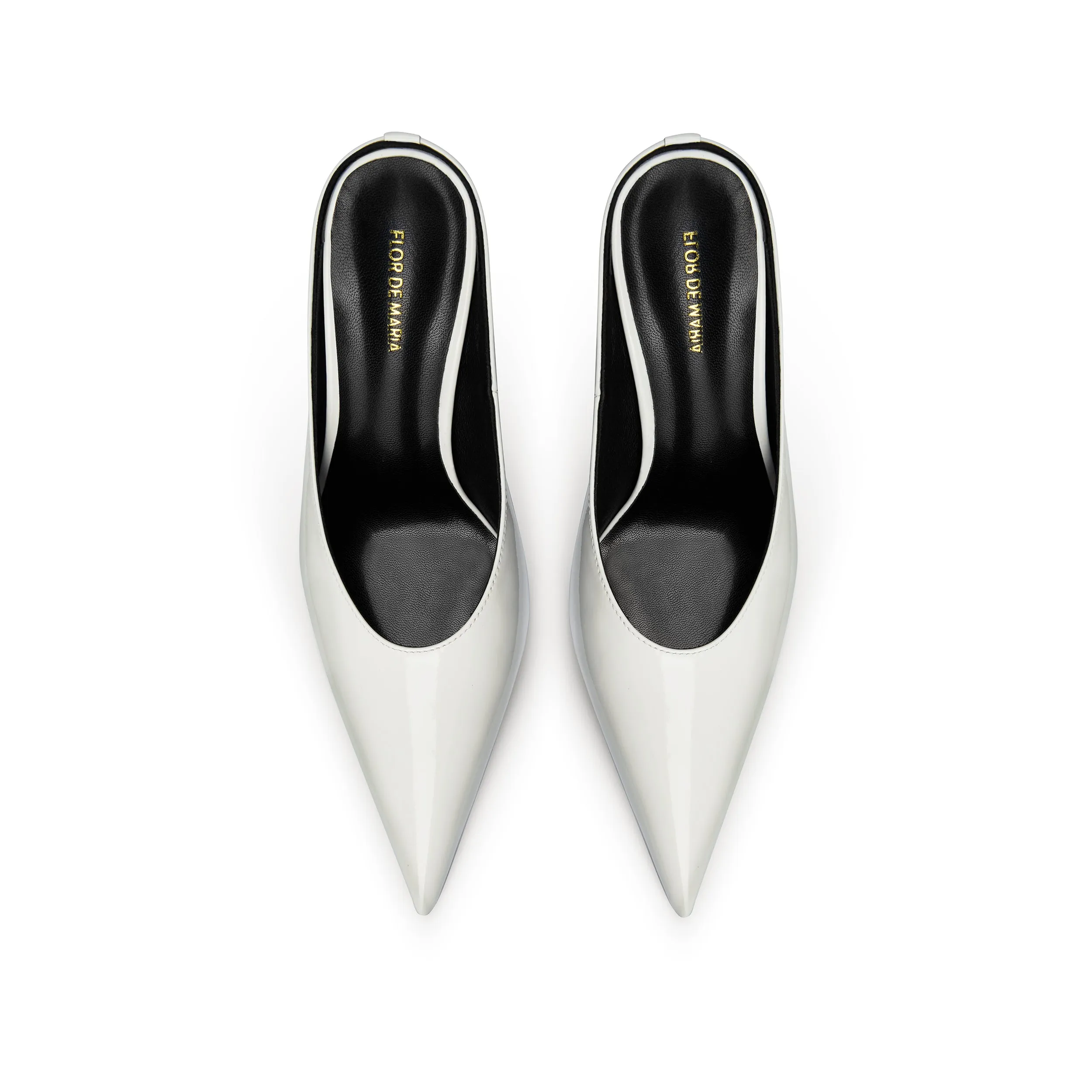 Hailey White Stiletto Heeled Mules