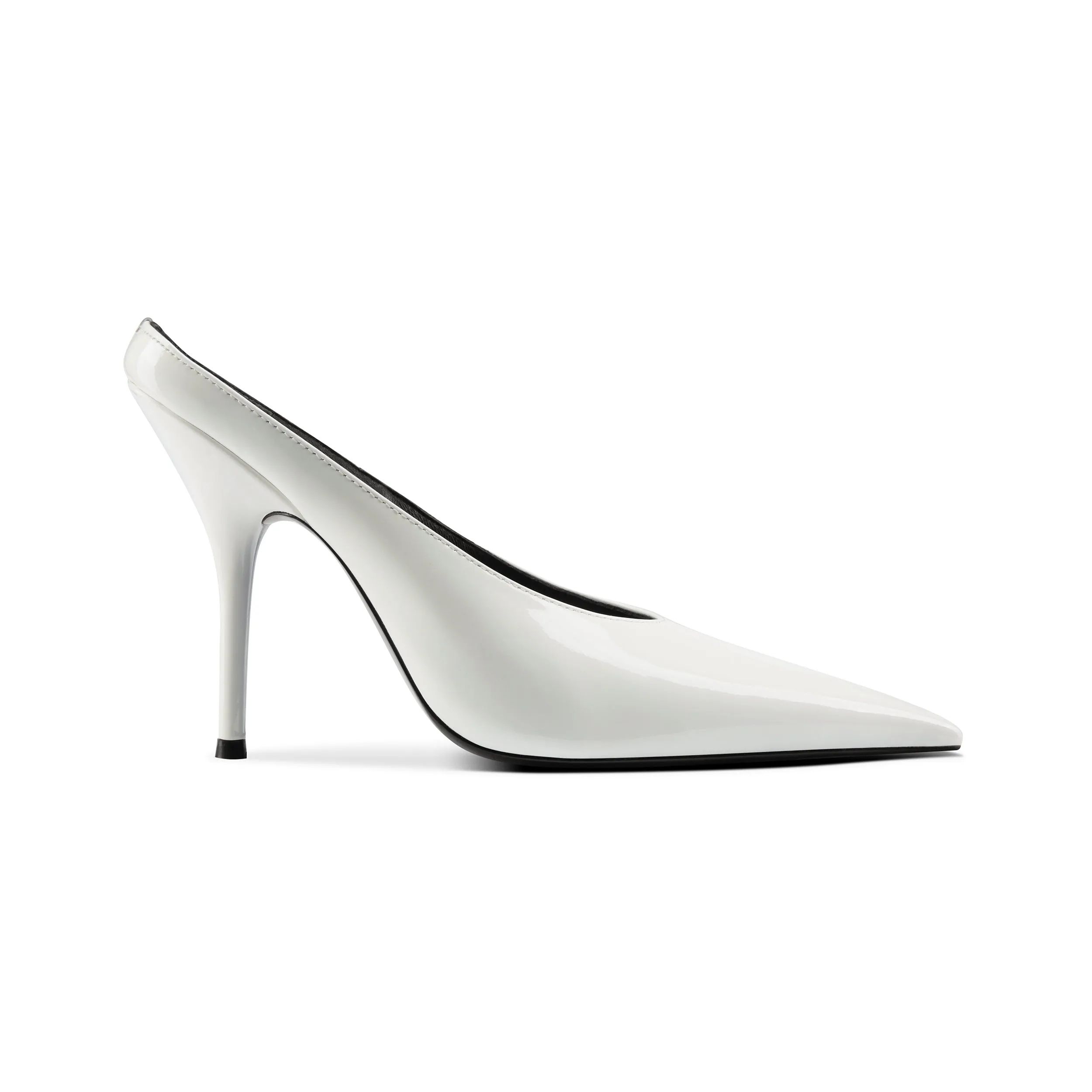 Hailey White Stiletto Heeled Mules