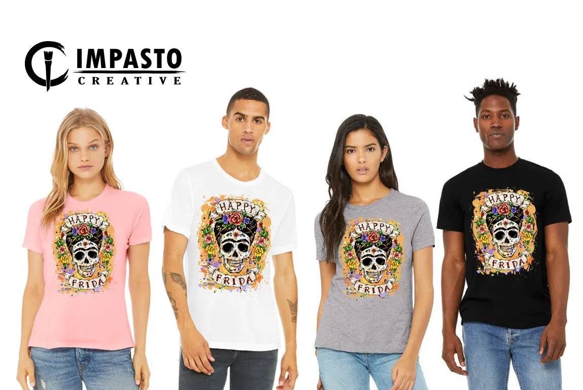Happy Frida t shirt, Frida Kahlo Unisex T shirt, trending t shirt, cool t shirt, art tee, graphic tee, unique, art, skull tee
