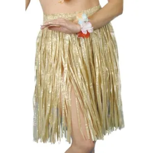 Hawaiian Hula Skirt, Yellow, With Elasticated Waist, 56cm