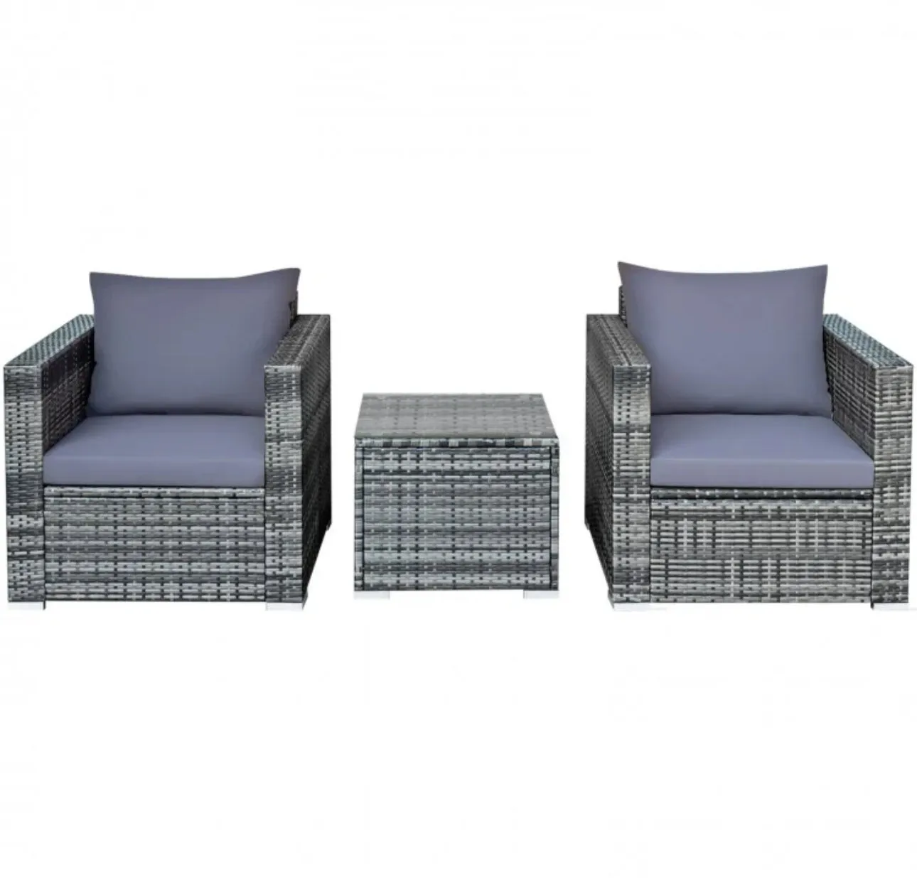 Heavy Duty Elegant Very Comfortable 3 Piece Patio Rattan Furniture Bistro Sofa Couch Set With Thick Cushions