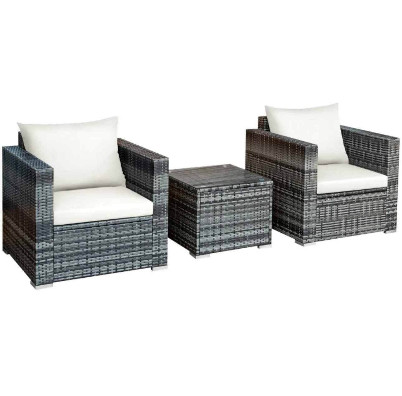 Heavy Duty Elegant Very Comfortable 3 Piece Patio Rattan Furniture Bistro Sofa Couch Set With Thick Cushions