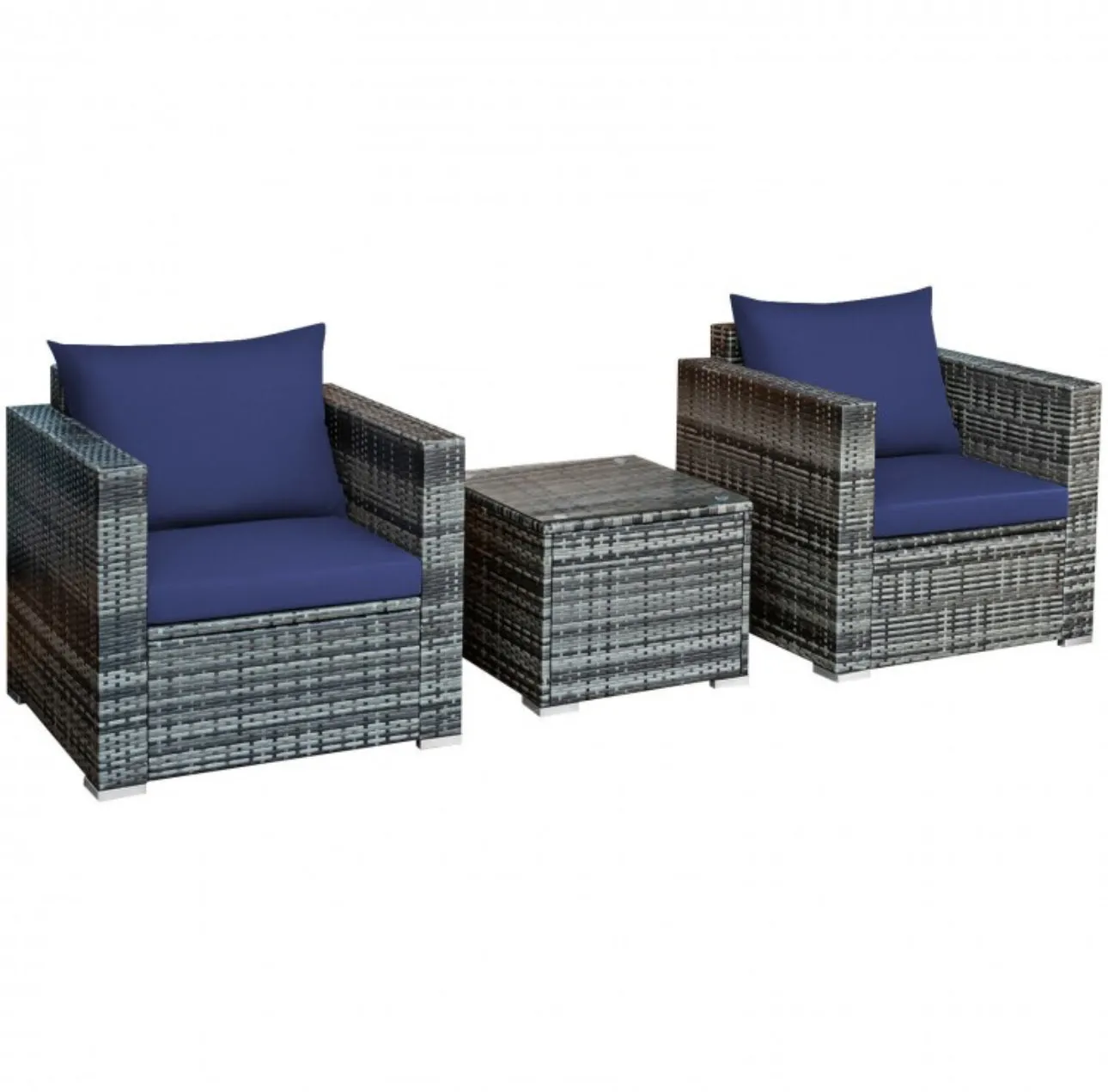 Heavy Duty Elegant Very Comfortable 3 Piece Patio Rattan Furniture Bistro Sofa Couch Set With Thick Cushions