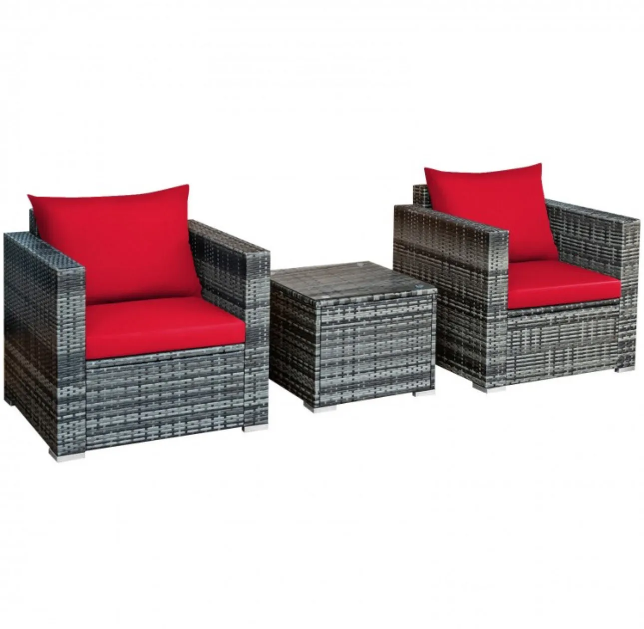 Heavy Duty Elegant Very Comfortable 3 Piece Patio Rattan Furniture Bistro Sofa Couch Set With Thick Cushions