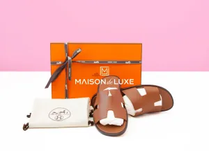 Hermes Men's Gold Brown Izmir Sandal 43.5 Shoes