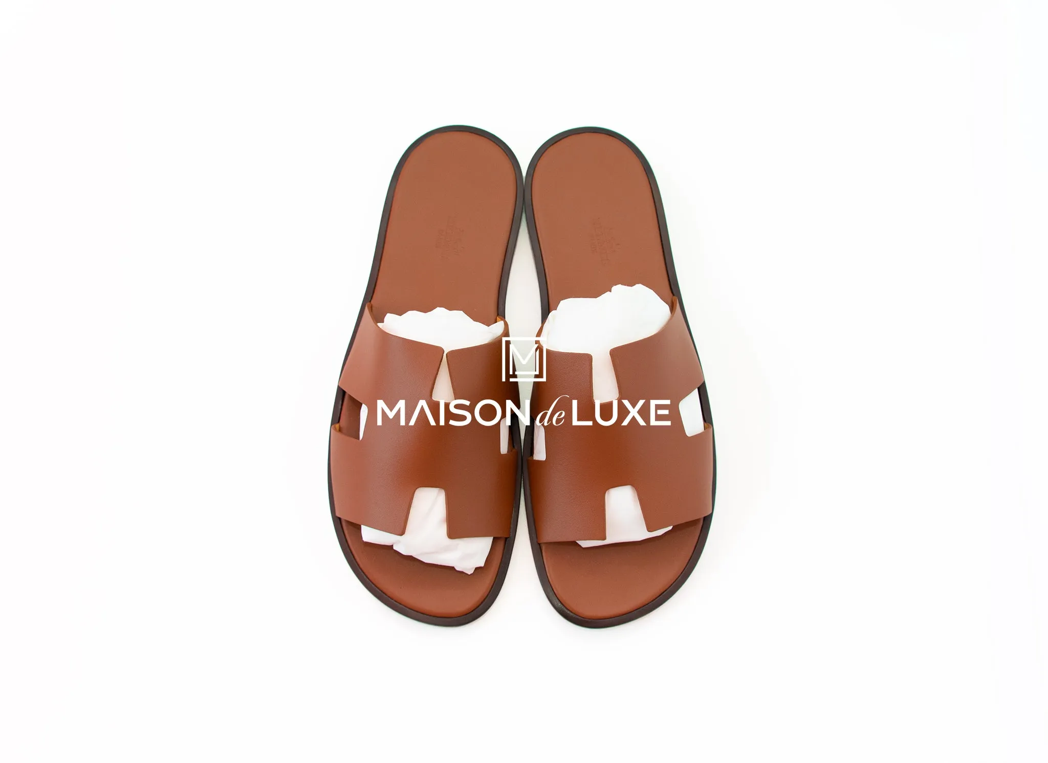 Hermes Men's Gold Brown Izmir Sandal 43.5 Shoes