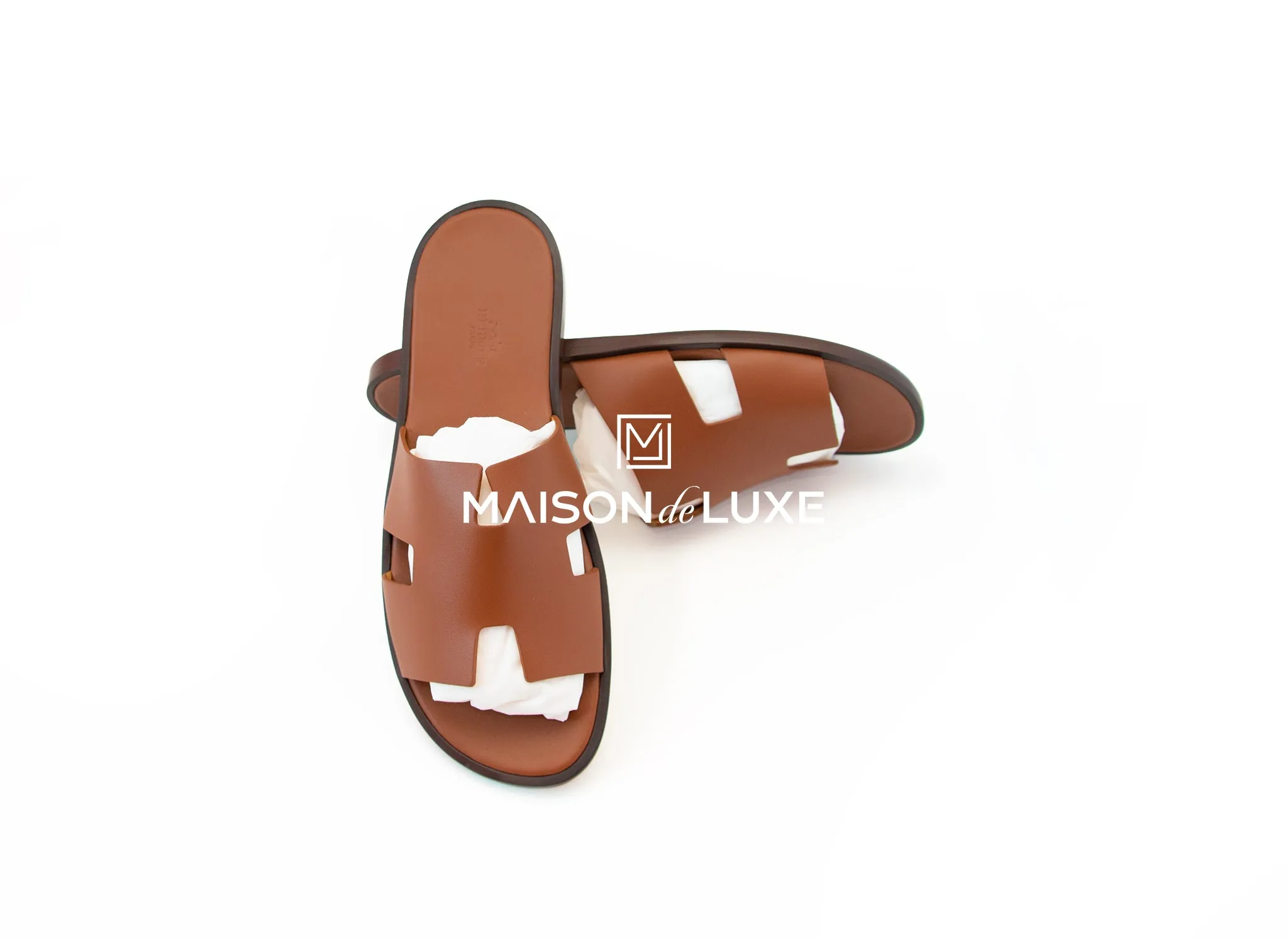 Hermes Men's Gold Brown Izmir Sandal 43.5 Shoes