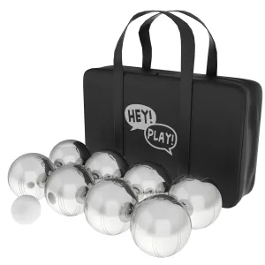 Hey! Play! Petanque/Boules Set for Bocce and More with 8 Steel Tossing