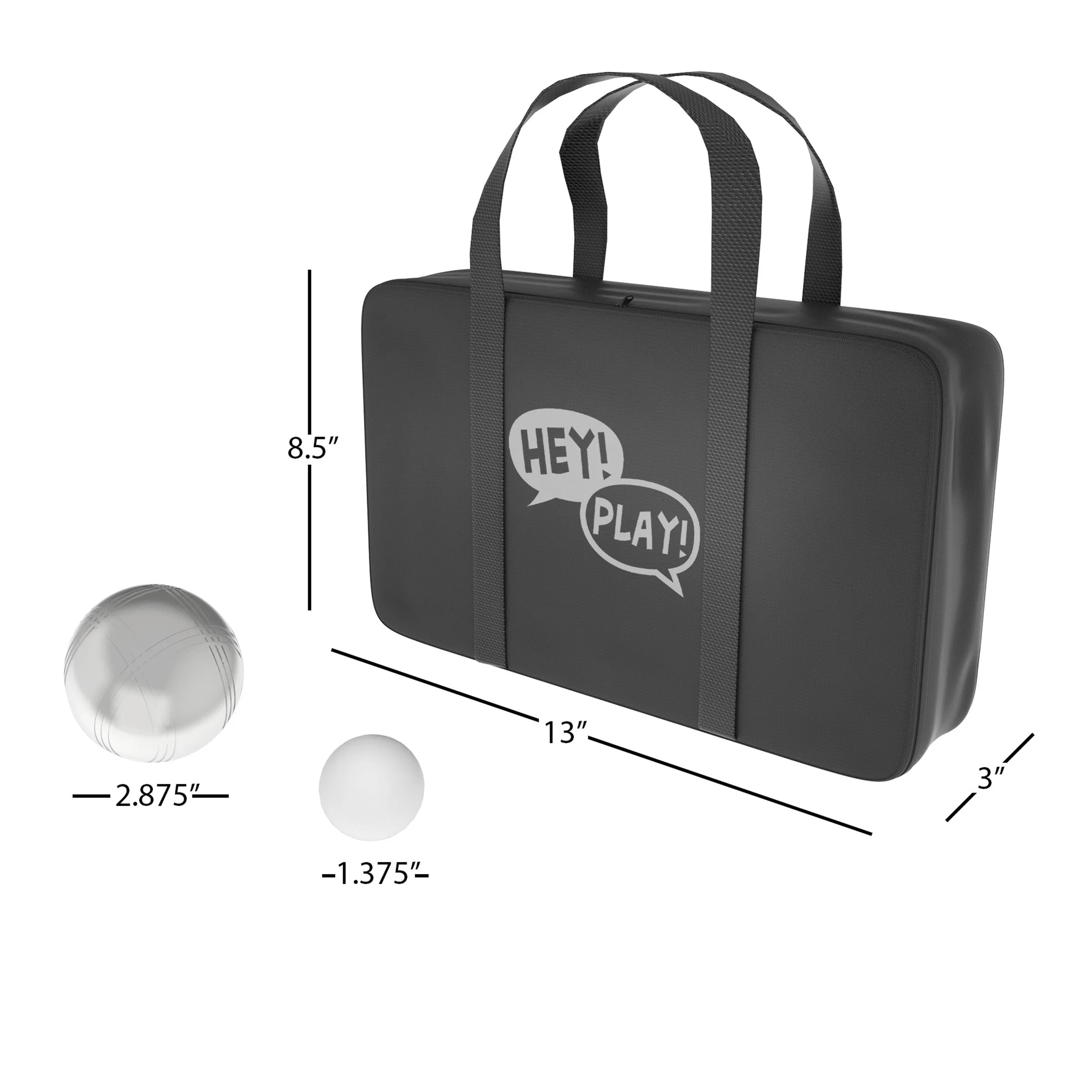 Hey! Play! Petanque/Boules Set for Bocce and More with 8 Steel Tossing