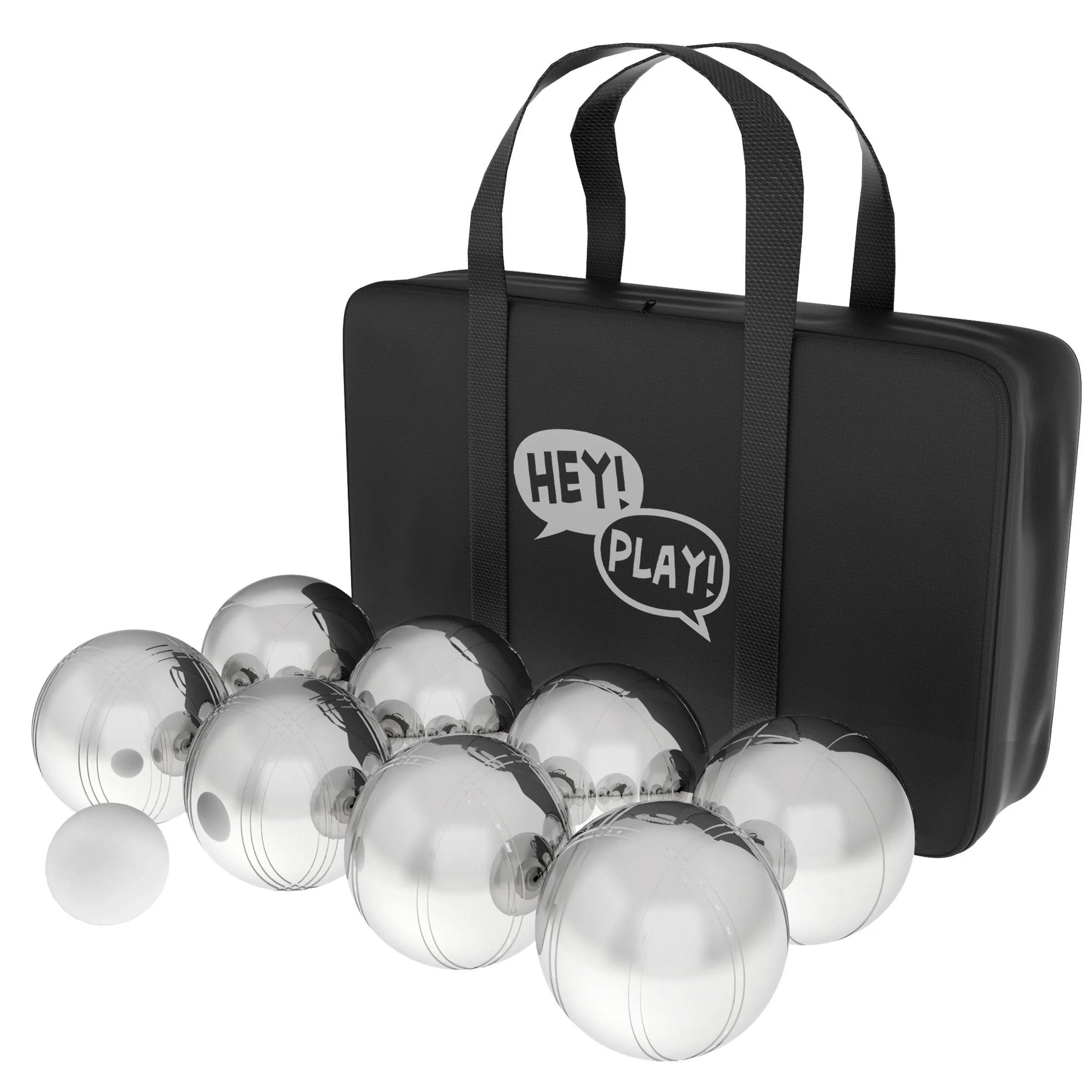 Hey! Play! Petanque/Boules Set for Bocce and More with 8 Steel Tossing