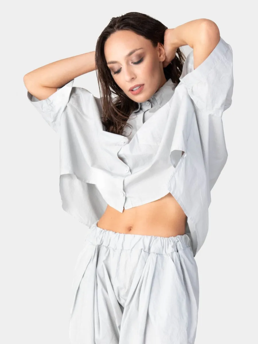 Hi-Lo Organic Cotton Cropped Shirt