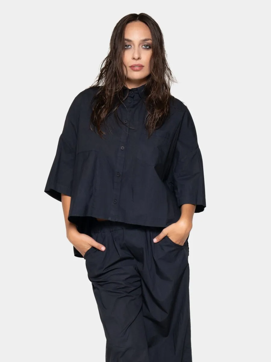 Hi-Lo Organic Cotton Cropped Shirt