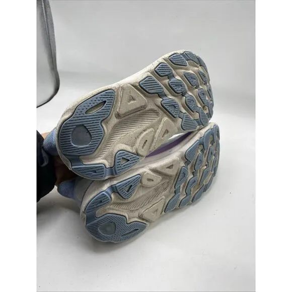 Hoka One One Clifton 9 Women Size 7 D Wide White Aqua Athletic Running Shoe 3698