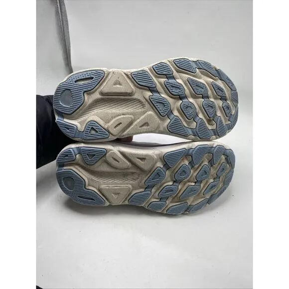 Hoka One One Clifton 9 Women Size 7 D Wide White Aqua Athletic Running Shoe 3698