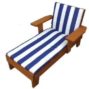 Homeware Kid's Wood Blue and White Cushion Outdoor Chaise Lounge