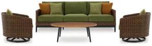 Horizon Hall Outdoor Sofa and 2 Chairs with Coffee Table