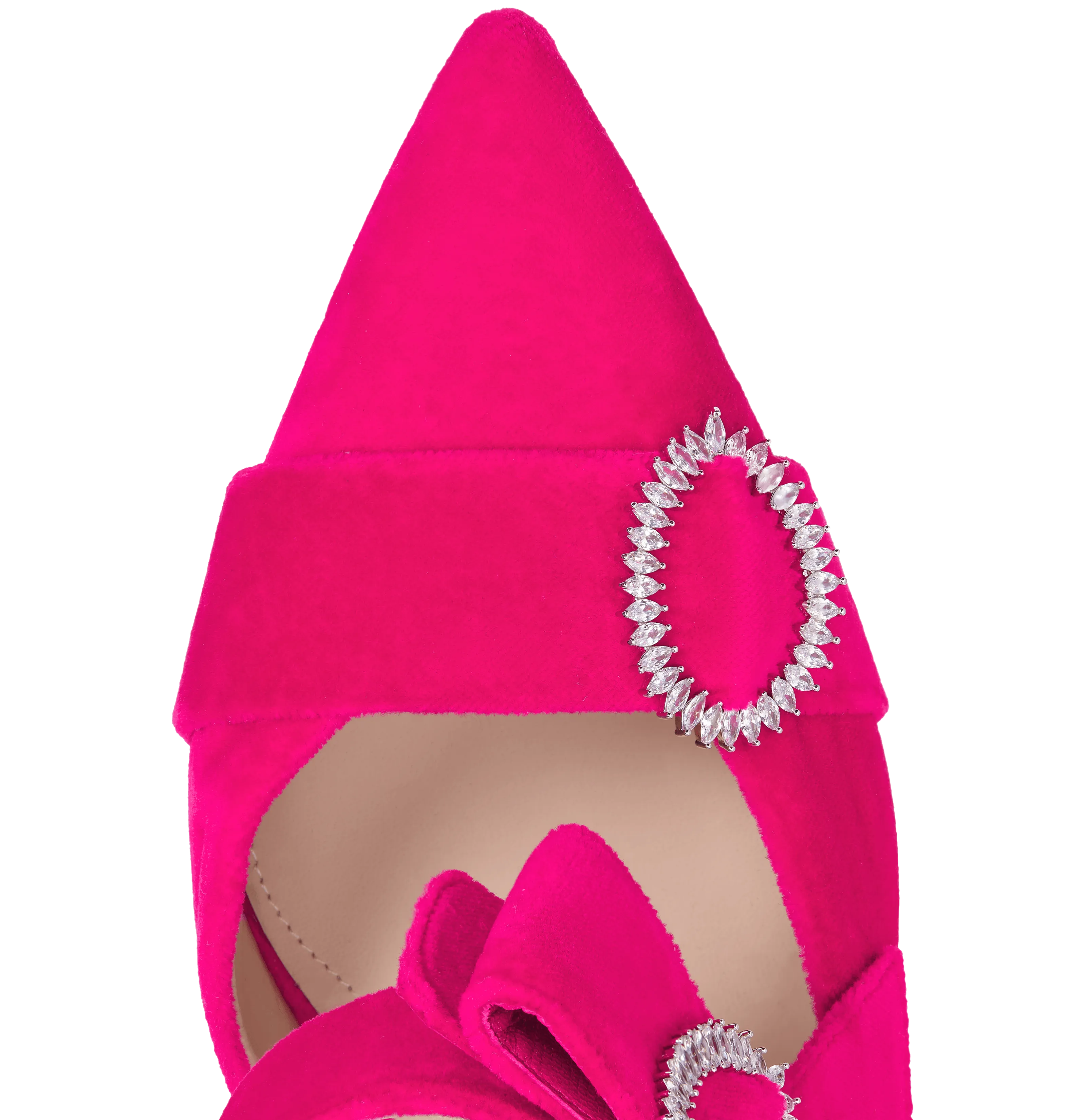 Hot Pink Velvet Bow Heel Mules