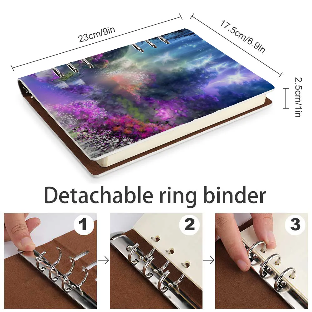 Impressionist Landscape Fantasy Art Binder Notebook, Purse Size Lined Journal for Dreams or Diary (