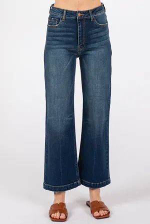 Indigo Dreamer High Rise Cropped Wide Leg Jeans