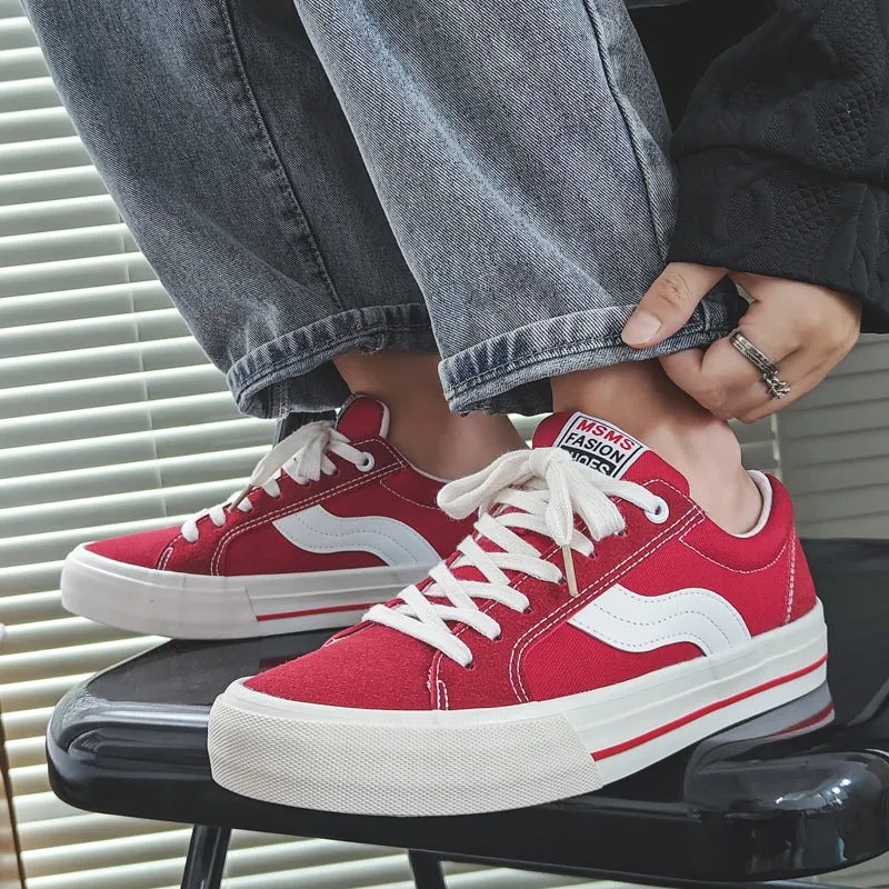 INSTOCK-Spring New Red Low-top Canvas Shoes