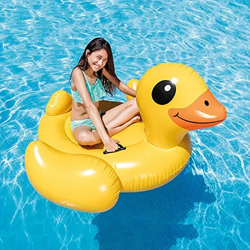 Intex Yellow Duck Inflatable Ride-On, 58" X 58" X 32", for Ages 14 