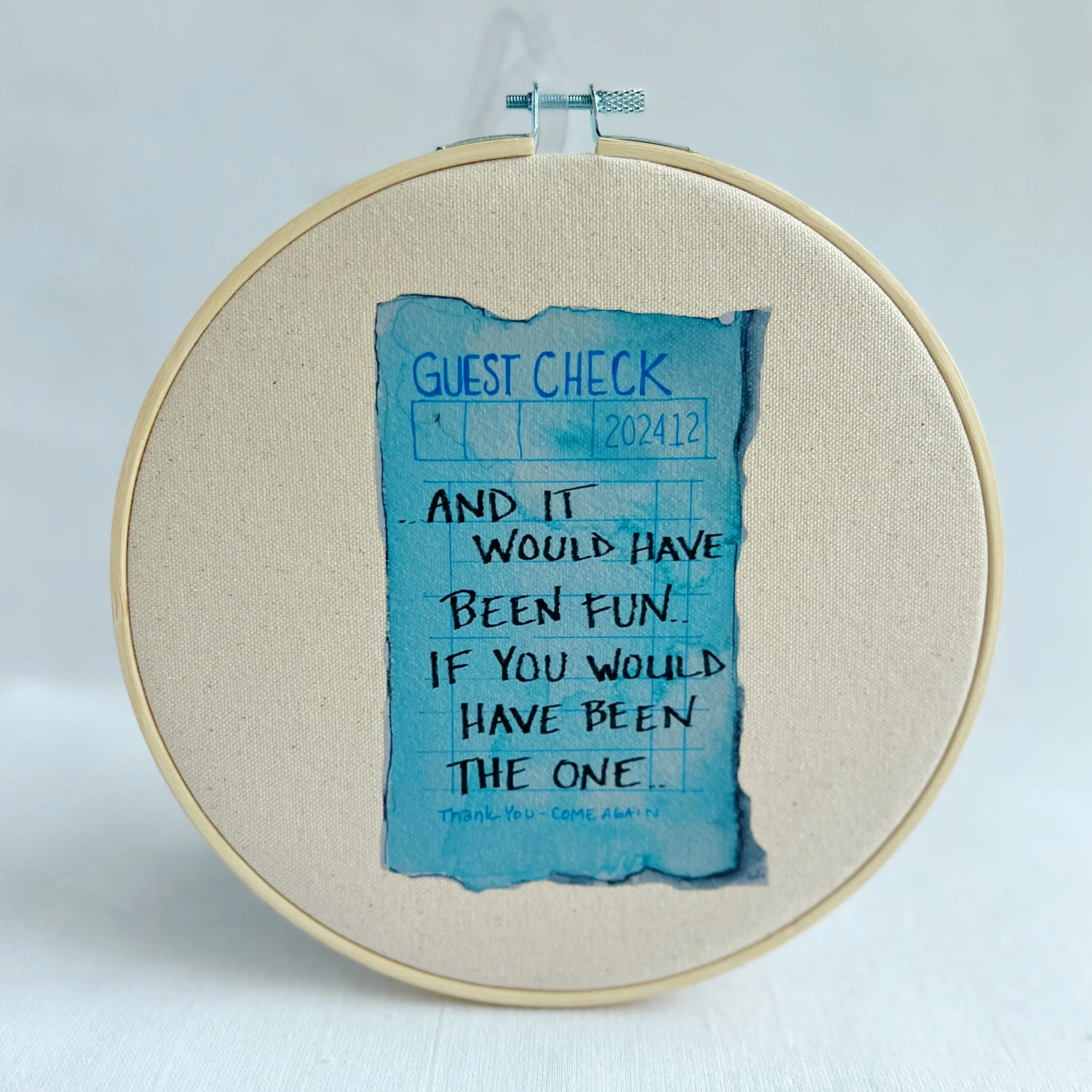 it would have been fun - guest check original vinyl hoop art