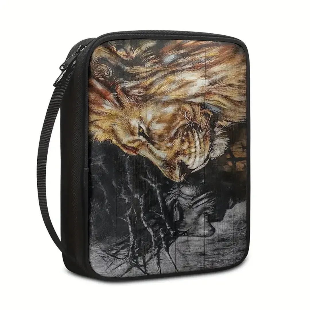 Jesus and Lion Canvas Bible Cover - Personalized Spiritual Armor | CHRISTIANARTBAG