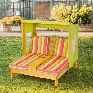 Kids Lounge Double Seat Patio hair with anopy and up Holder Multi