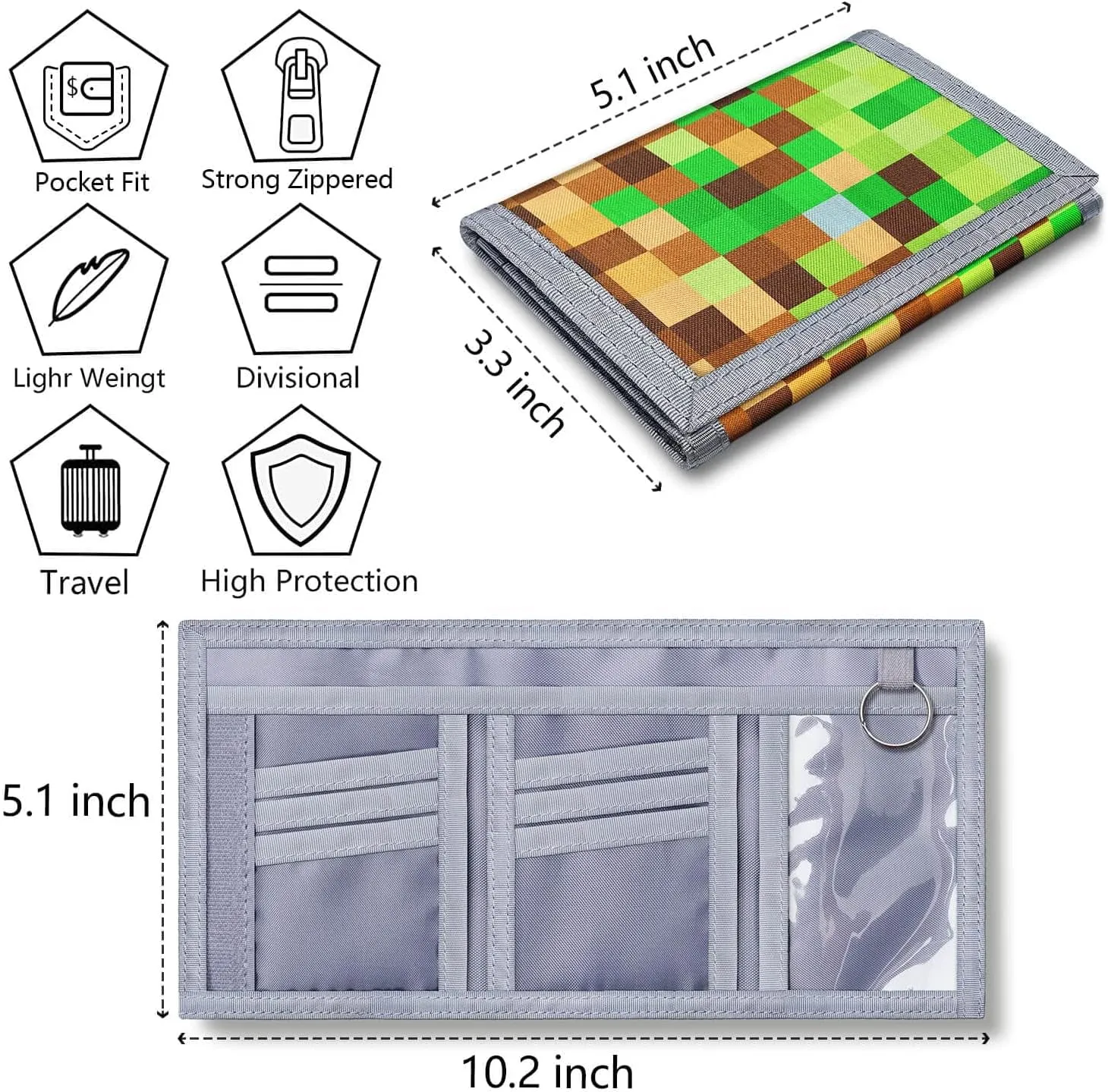 Kids Trifold Wallet for Boys Girls Ages 4-18