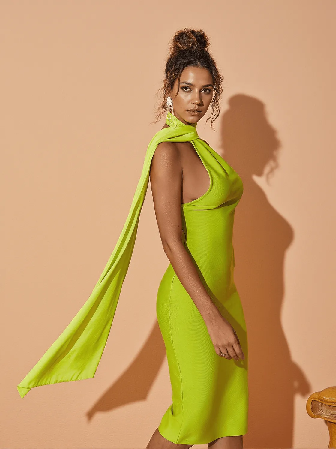 Kinga Halterneck Bandage Midi Dress