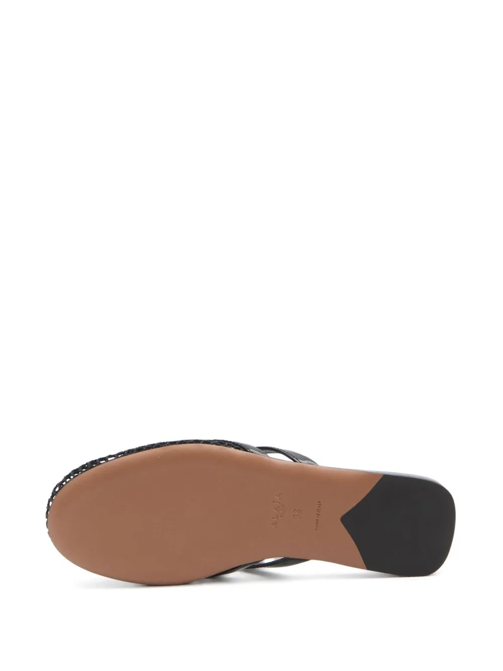Leather and net mule sandals
