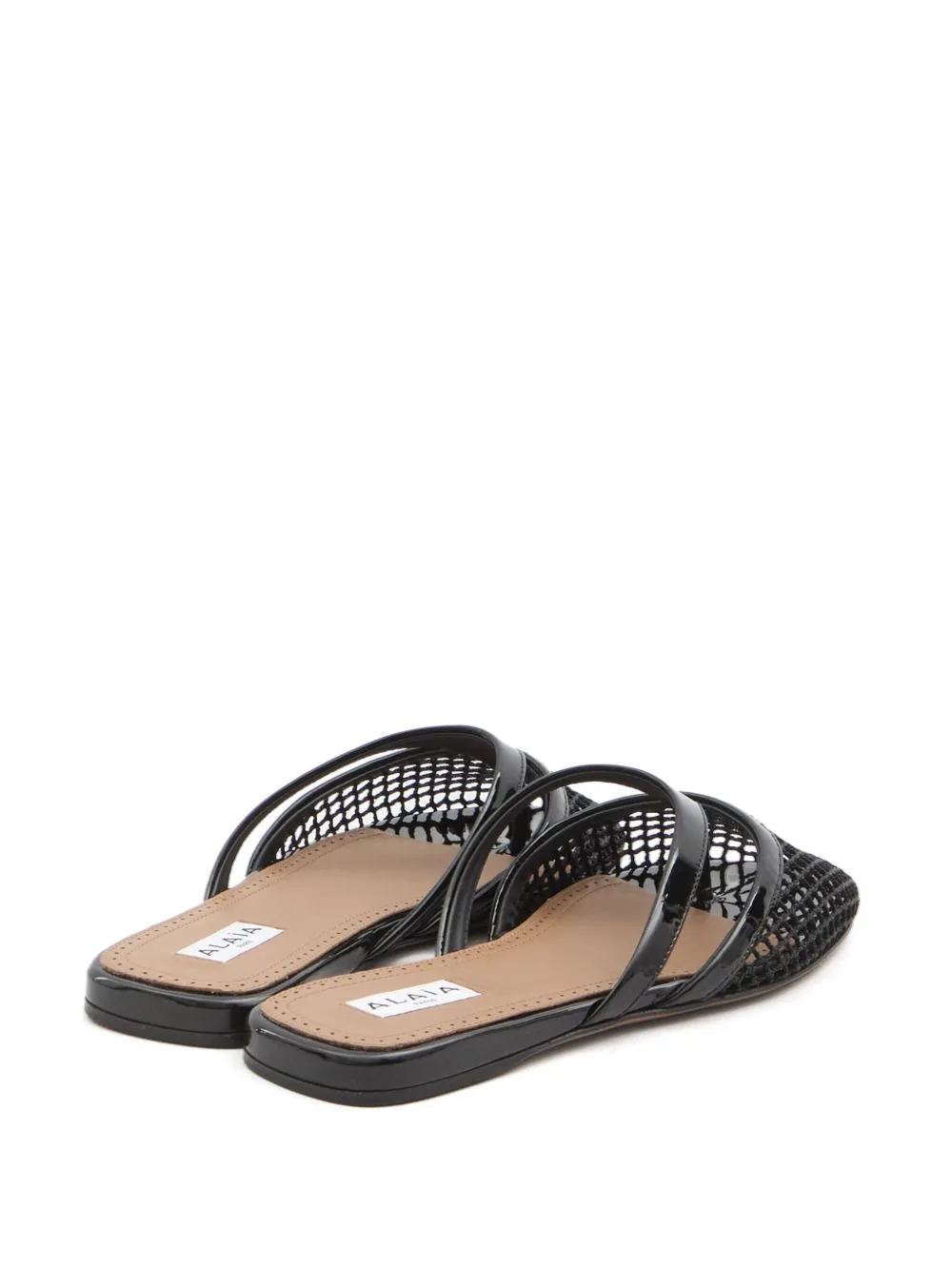 Leather and net mule sandals