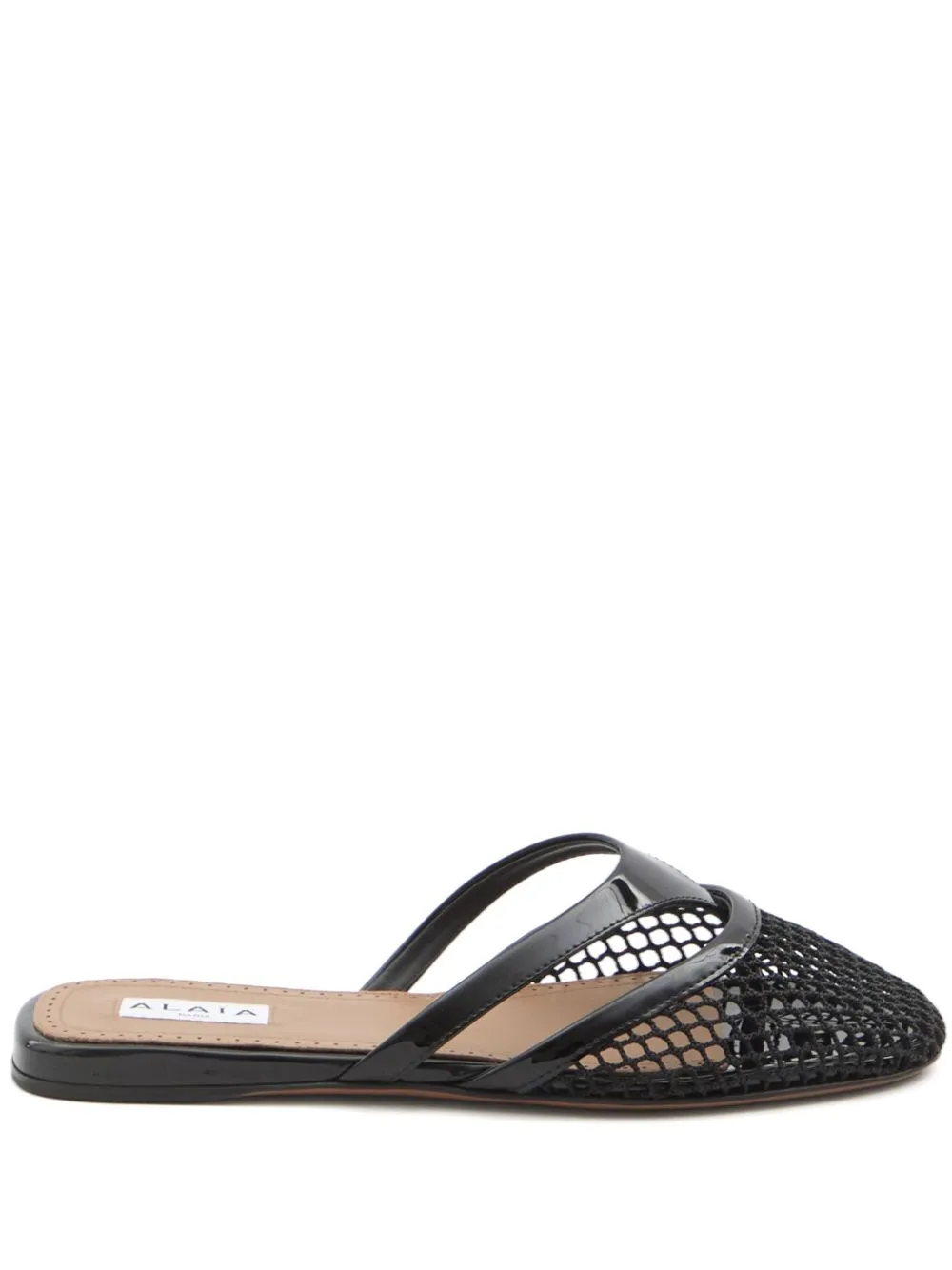 Leather and net mule sandals