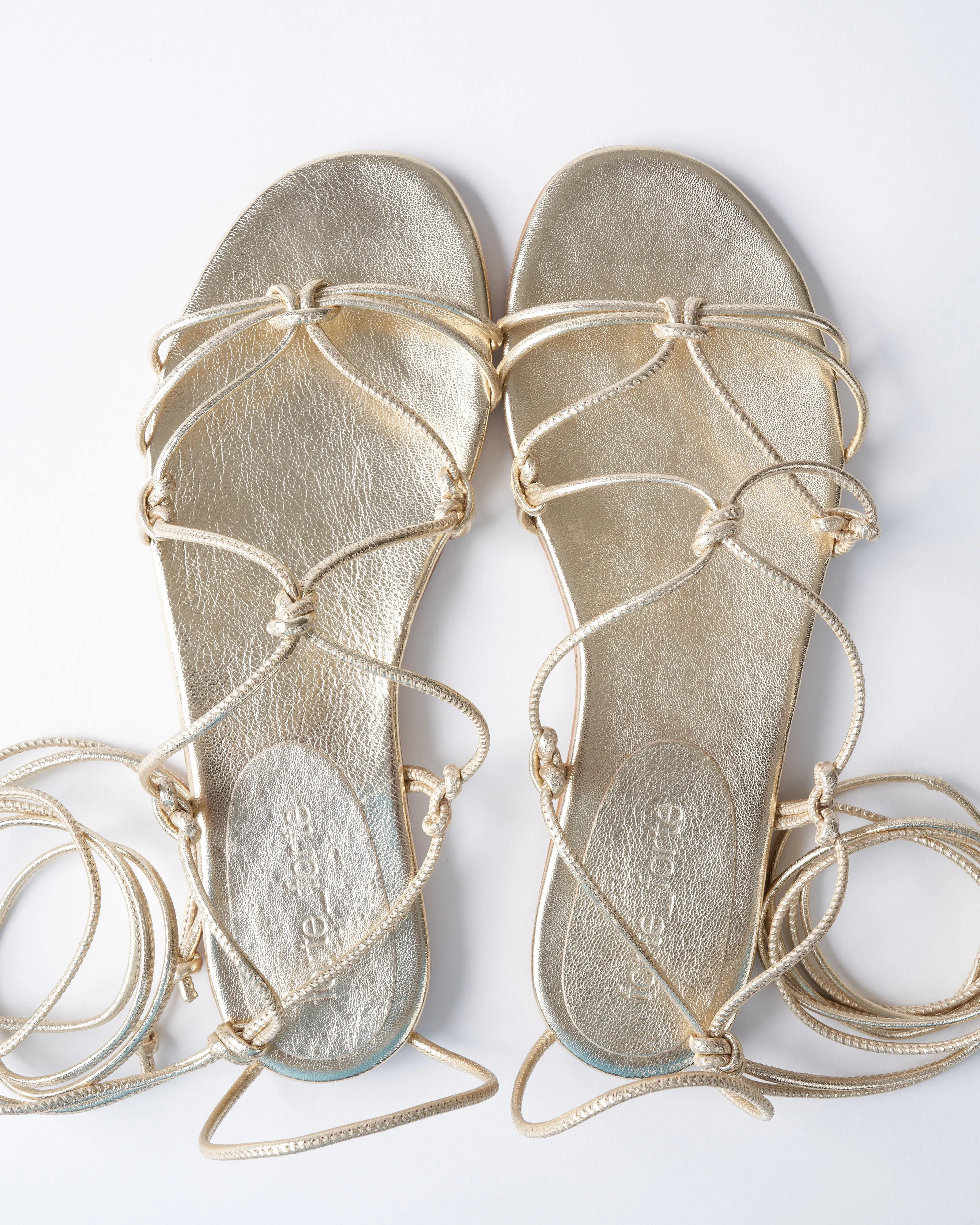 leather strings flat sandal - silver
