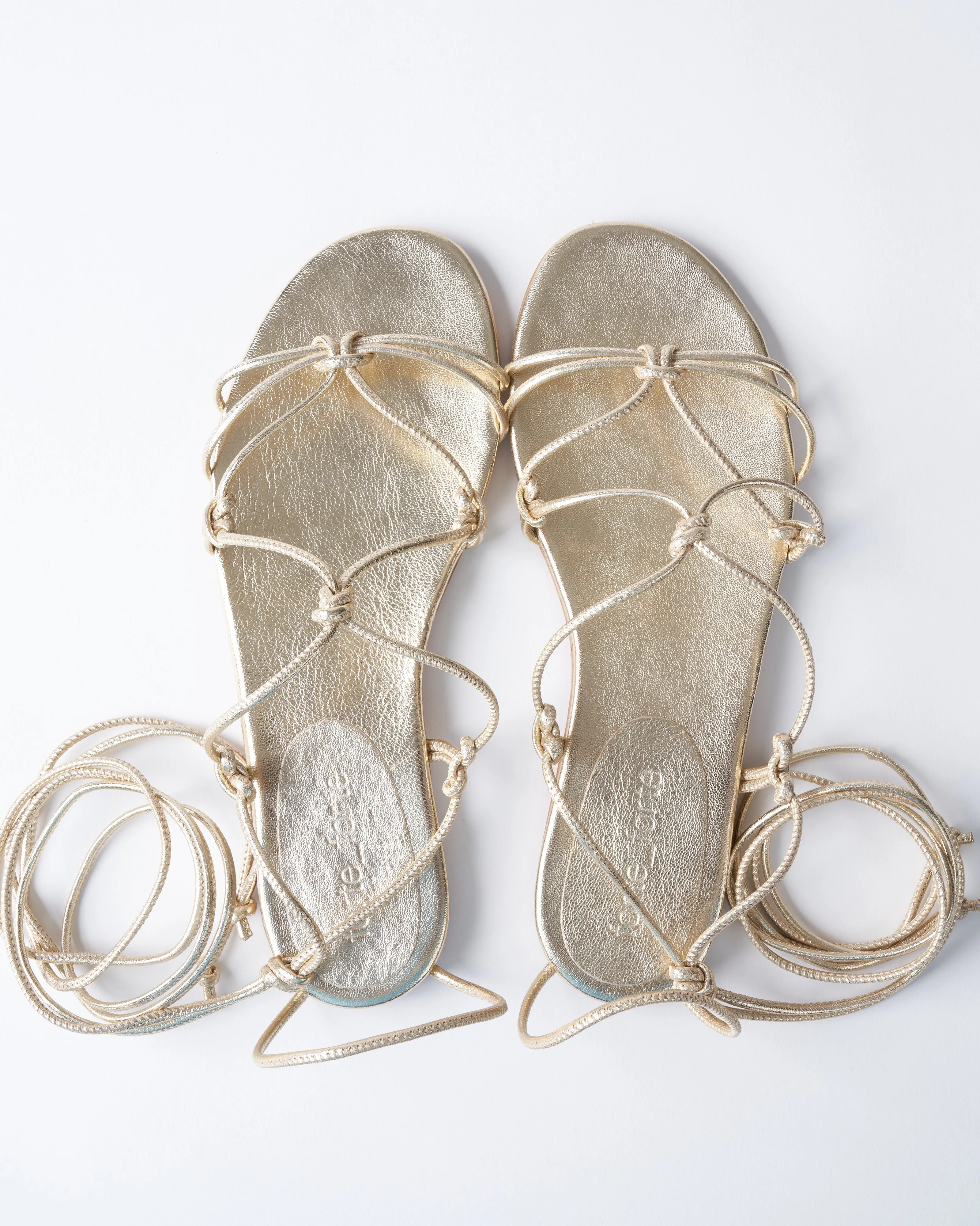 leather strings flat sandal - silver