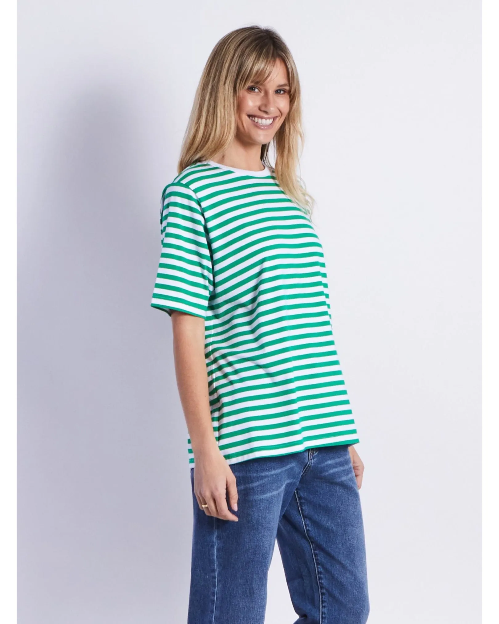 Leoni Brunswick Tee - Green Stripe