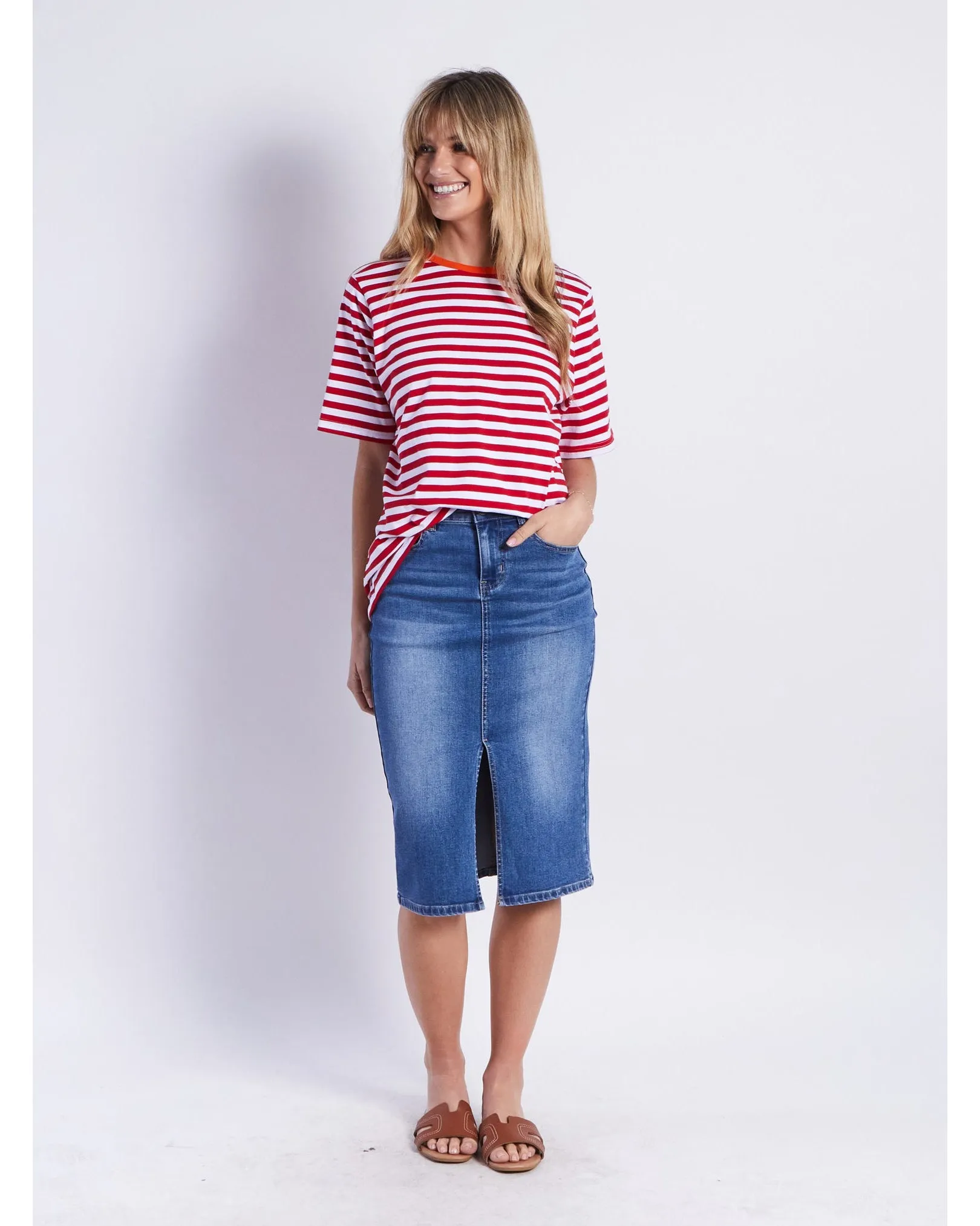 Leoni Brunswick Tee - Red Stripe