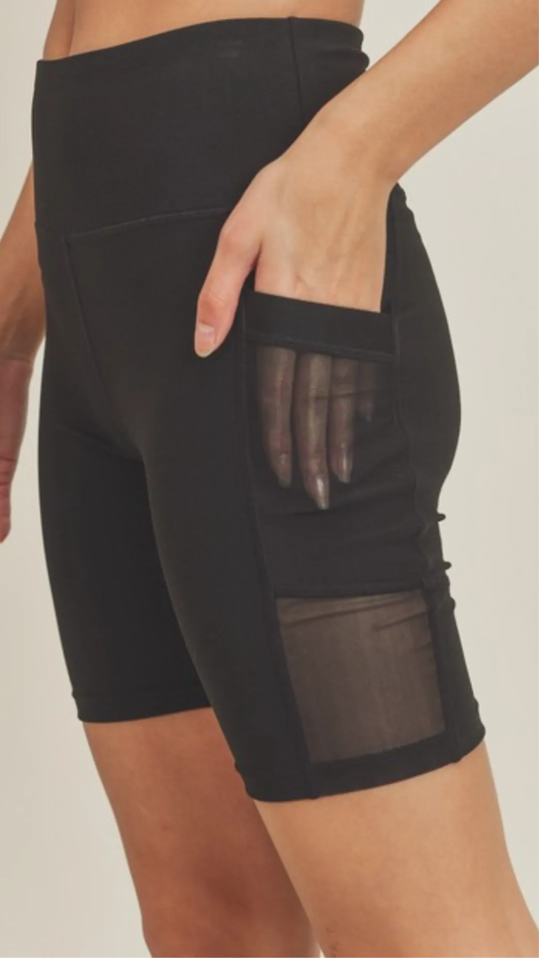 Let's Go Biker Shorts  Mesh Detailed Pockets