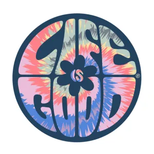 Life is Good Daisy Circle Tie Dye 4" Circle Sticker