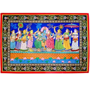 Lord Krishna Dance with Gopis Canvas Pattachitra